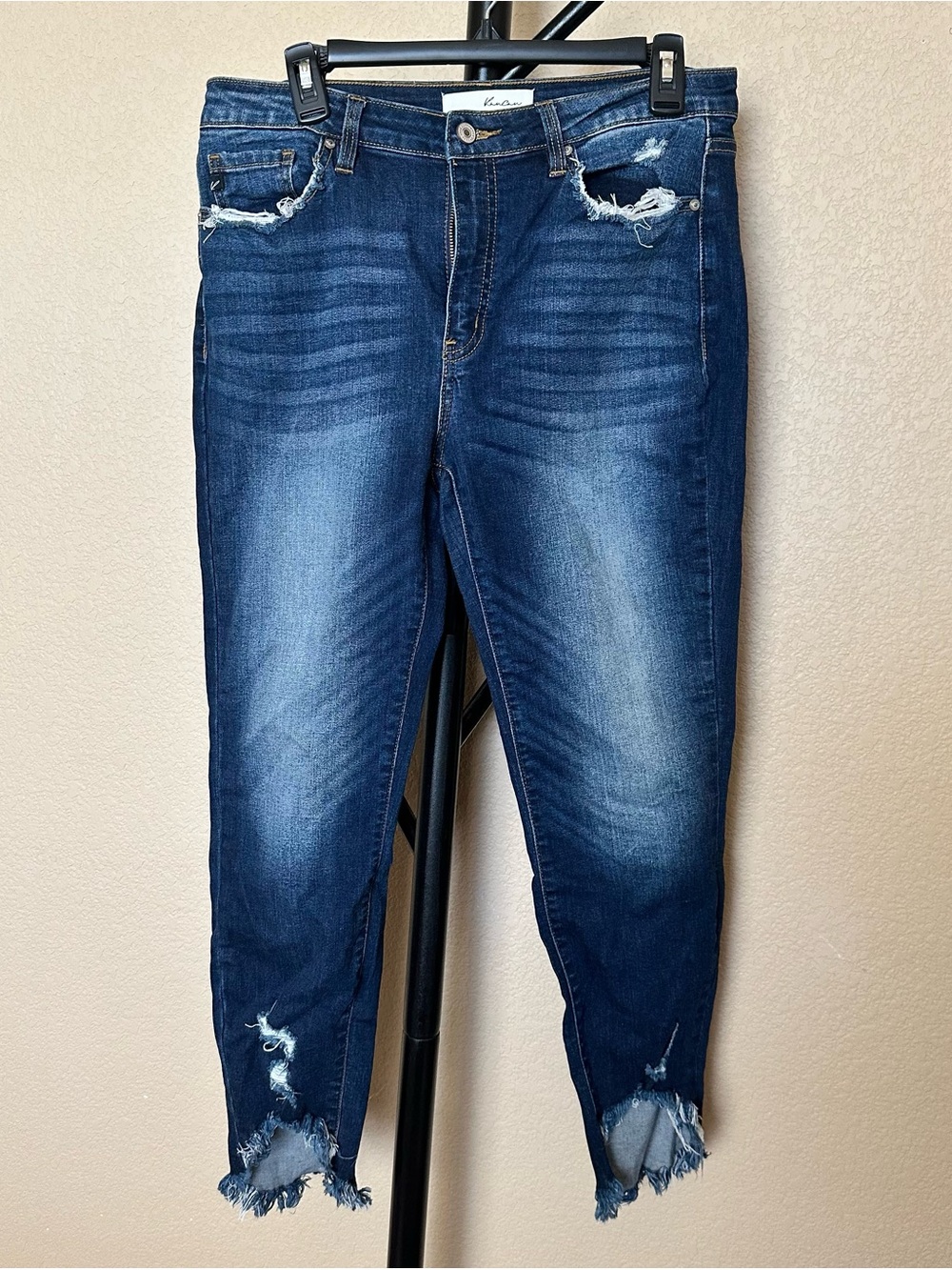 KanCan Dark Blue Distressed Ankle Jeans